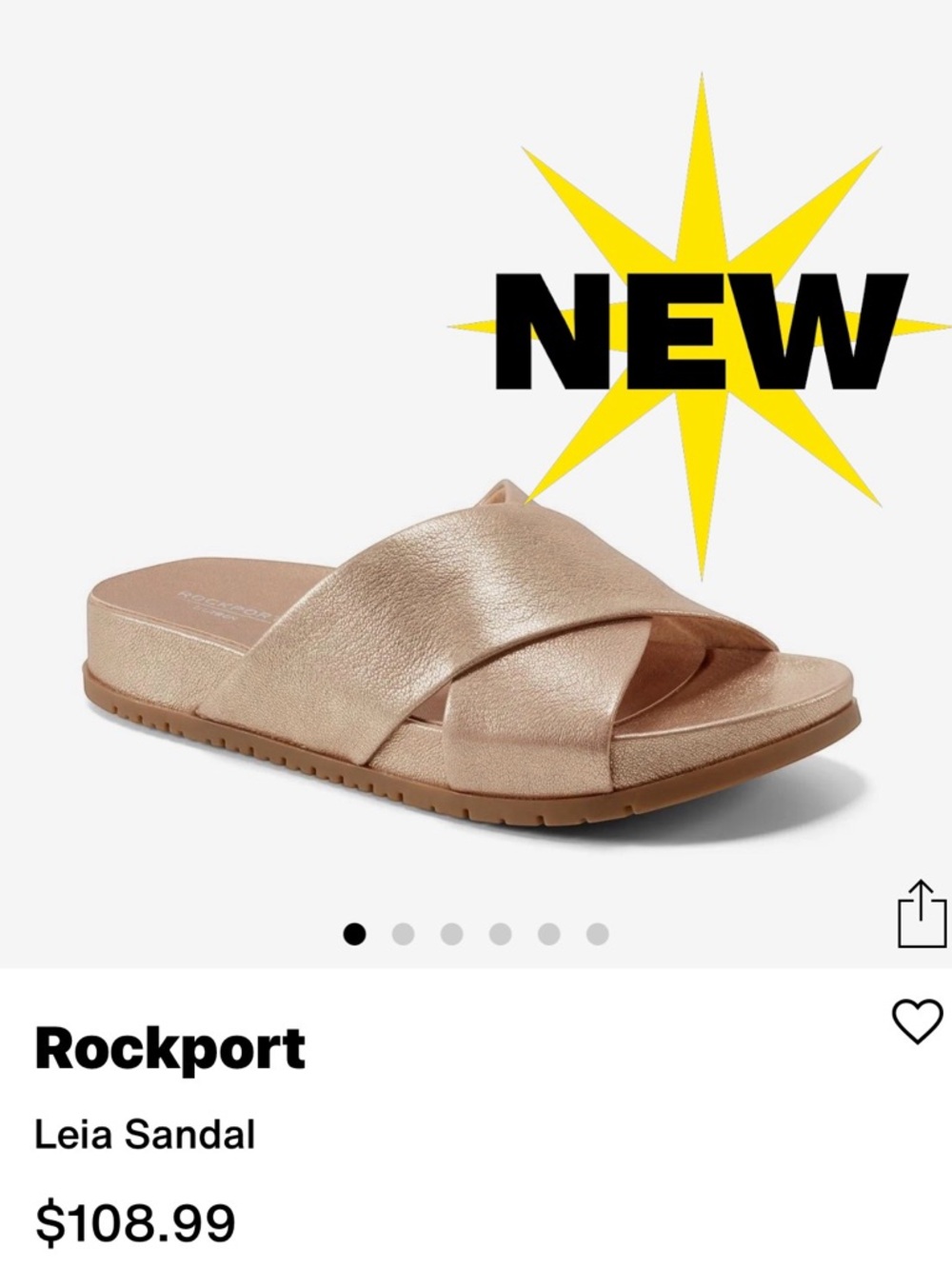 NEW in Box 📦 Rockport Leia Gold sandal size 8 comfortable travel shoe